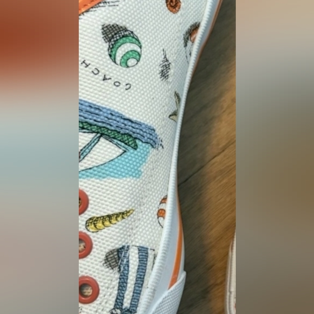 Coach Rare Vintage Size 9 White Beach Vacation Sneakers Slip On Tennis Shoes HTF - Picture 10 of 16